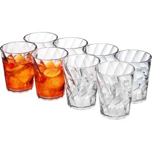 US Acrylic Optix Plastic Reusable Drinking Glasses (Set of 8) 20oz Water Cups in Clear | BPA-Free Tumblers, Made in USA | Top-Rack Dishwasher Safe(14-ounce)