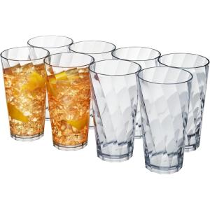 US Acrylic Optix Plastic Reusable Drinking Glasses (Set of 8) 20oz Water Cups in Clear | BPA-Free Tumblers, Made in USA | Top-Rack Dishwasher Safe(20 Ounces)