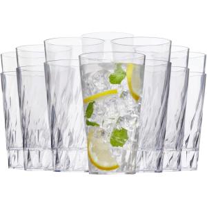 US Acrylic Palmetto [Set of 16] 20 ounce Plastic Stackable Water Tumblers in Clear, Lightweight Value Set of Drinking Cups, Reusable, BPA-free, Made in the USA, Top-rack Dishwasher Safe(20-ounce)