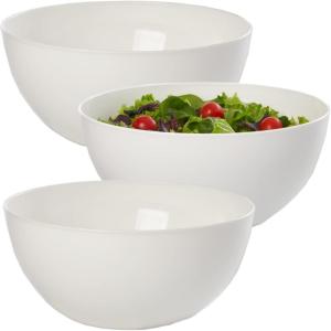 US Acrylic Vista Clear Plastic Salad and Serving 10-inch Bowls | set of 3 | Reusable, BPA-free, Made in the USA | 135 oz. capacity(White)