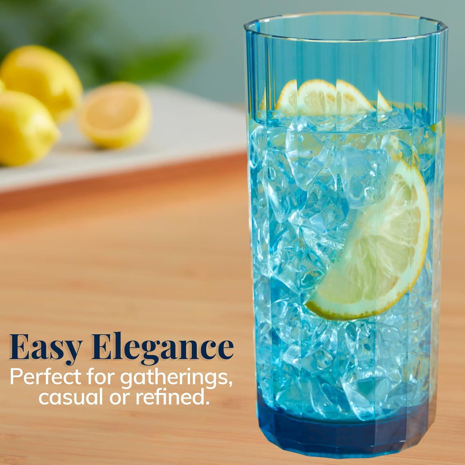 imageUS Acrylic Faceted Plastic Reusable Drinking Glasses Set of 6 14oz Rocks Cups Assorted Colors BPAFree Tumblers Made in USA TopRack Dishwasher SafeWater Tumblers