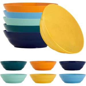 US Acrylic Unbreakable 7-inch Wide Plastic Stackable Cereal Bowls for Snacks & Ice Cream (Set of 6) 28 oz. Reusable, BPA-Free, Made in the USA, Dishwasher Safe Dinnerware