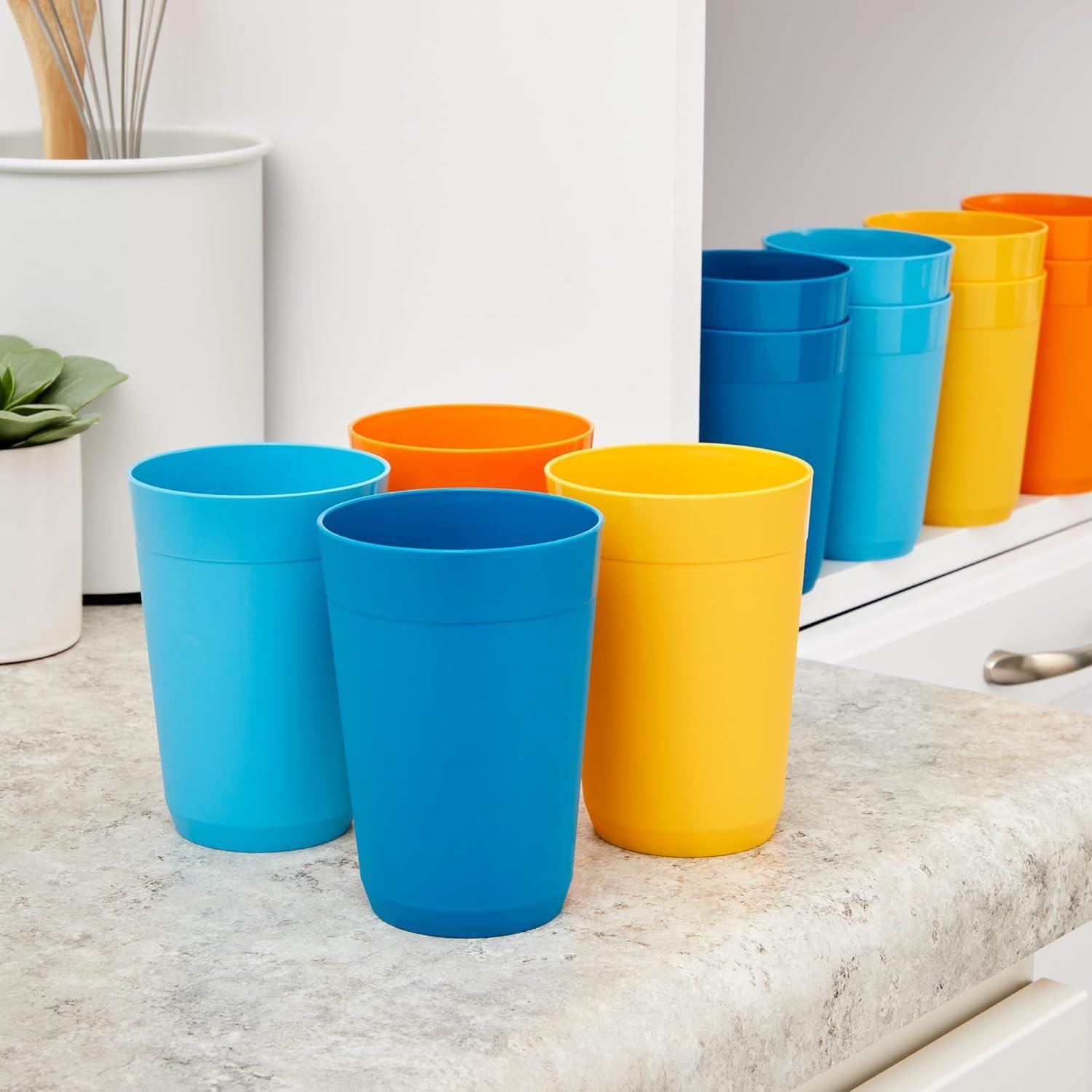 image:imageUS Acrylic Newport 12Pack Unbreakable Plastic Cups 20 ounces 12 Assorted Bright Colors BPA Free drinking glasses Dishwasher Safe tumblers for Parties Camping amp Everyday UseSunrise