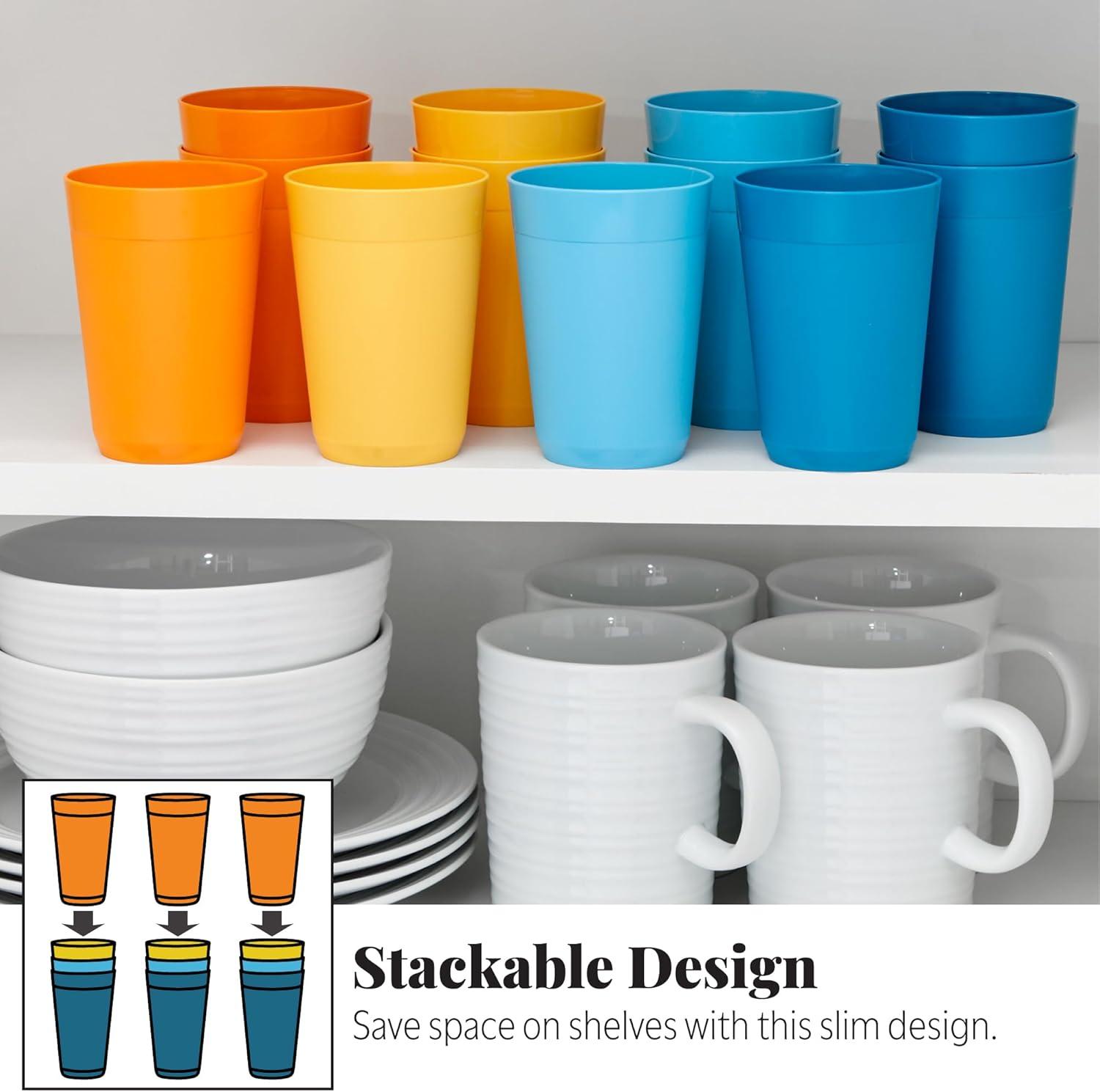 image:imageUS Acrylic Newport 12Pack Unbreakable Plastic Cups 20 ounces 12 Assorted Bright Colors BPA Free drinking glasses Dishwasher Safe tumblers for Parties Camping amp Everyday UseSunrise