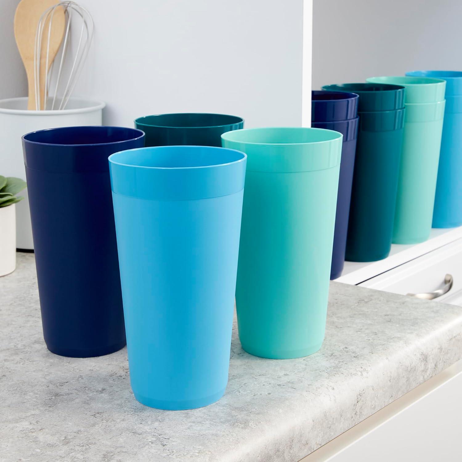 image:imageUS Acrylic Newport 12Pack Unbreakable Plastic Cups 20 ounces 12 Assorted Bright Colors BPA Free drinking glasses Dishwasher Safe tumblers for Parties Camping amp Everyday UseCoastal