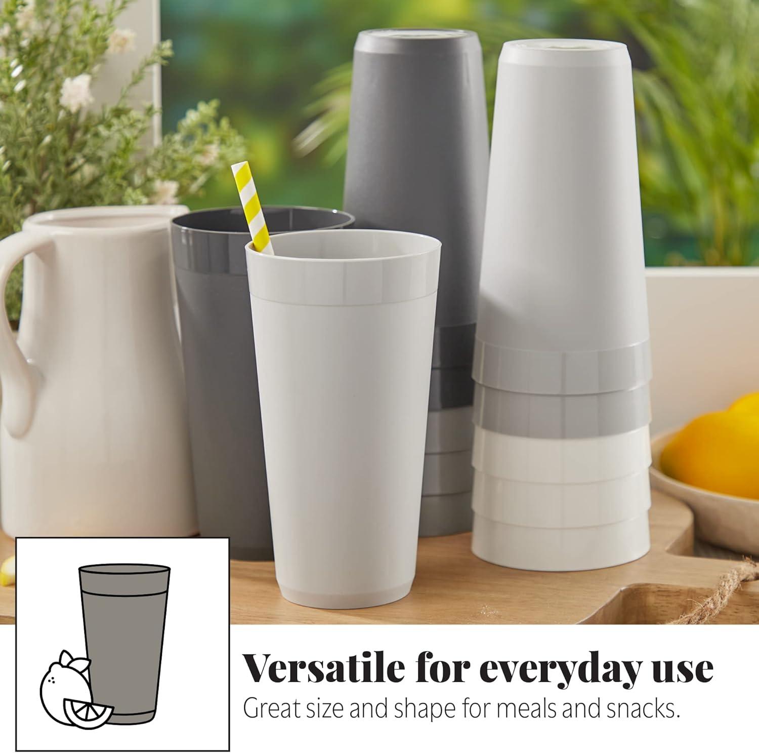 image:imageUS Acrylic Newport 12Pack Unbreakable Plastic Cups 20 ounces 12 Assorted Bright Colors BPA Free drinking glasses Dishwasher Safe tumblers for Parties Camping amp Everyday UseGrey Stone