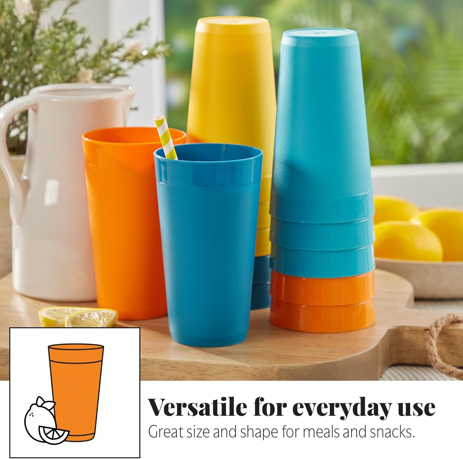image:imageUS Acrylic Newport 12Pack Unbreakable Plastic Cups 20 ounces 12 Assorted Bright Colors BPA Free drinking glasses Dishwasher Safe tumblers for Parties Camping amp Everyday UseSunrise