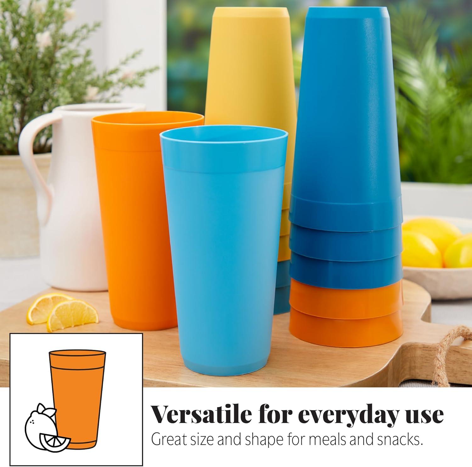 image:imageUS Acrylic Newport 12Pack Unbreakable Plastic Cups 20 ounces 12 Assorted Bright Colors BPA Free drinking glasses Dishwasher Safe tumblers for Parties Camping amp Everyday UseSunrise