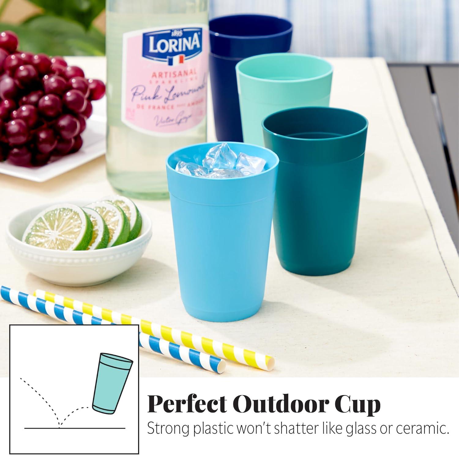 image:imageUS Acrylic Newport 12Pack Unbreakable Plastic Cups 20 ounces 12 Assorted Bright Colors BPA Free drinking glasses Dishwasher Safe tumblers for Parties Camping amp Everyday UseCoastal