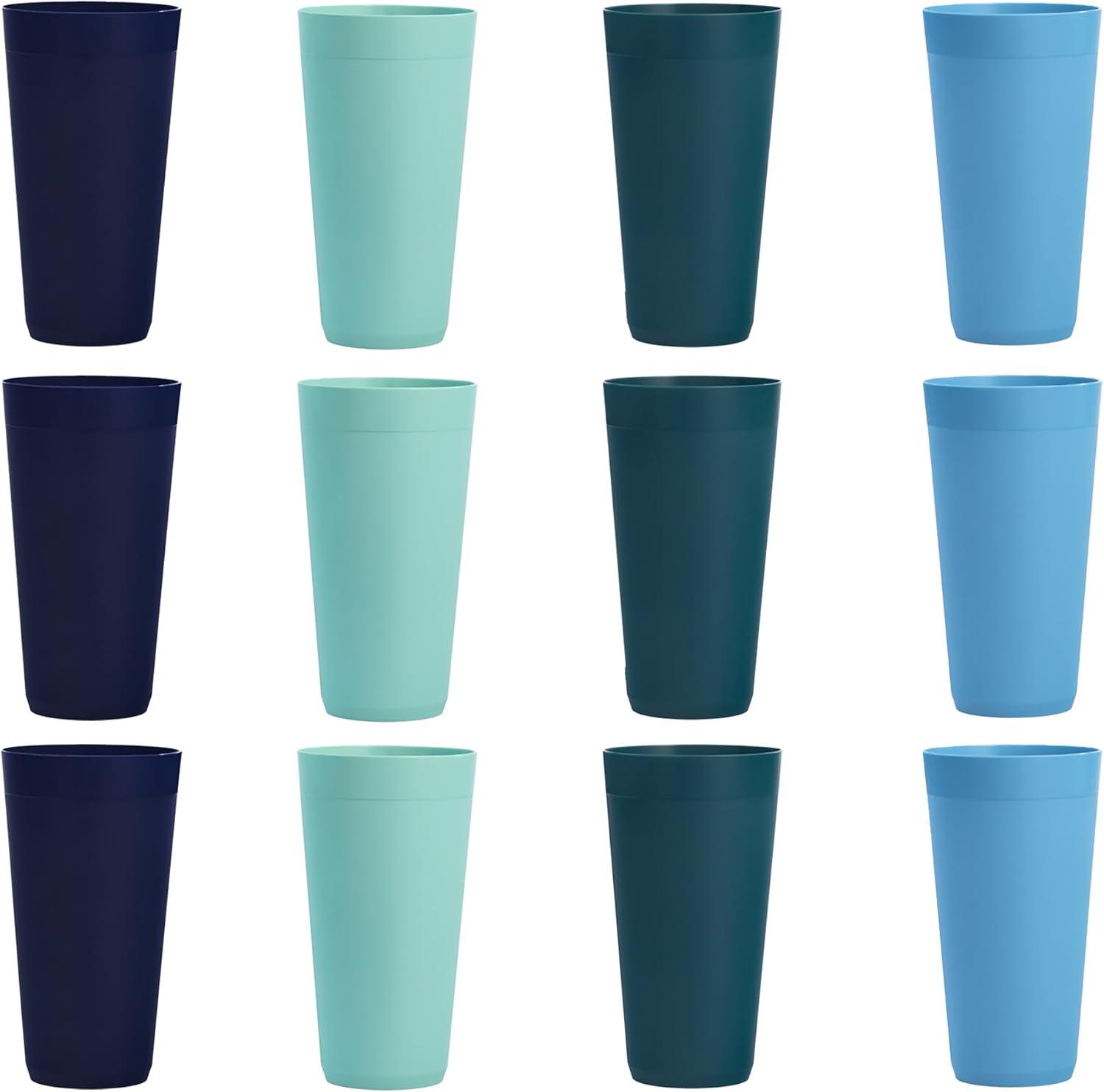 image:imageUS Acrylic Newport 12Pack Unbreakable Plastic Cups 20 ounces 12 Assorted Bright Colors BPA Free drinking glasses Dishwasher Safe tumblers for Parties Camping amp Everyday UseCoastal