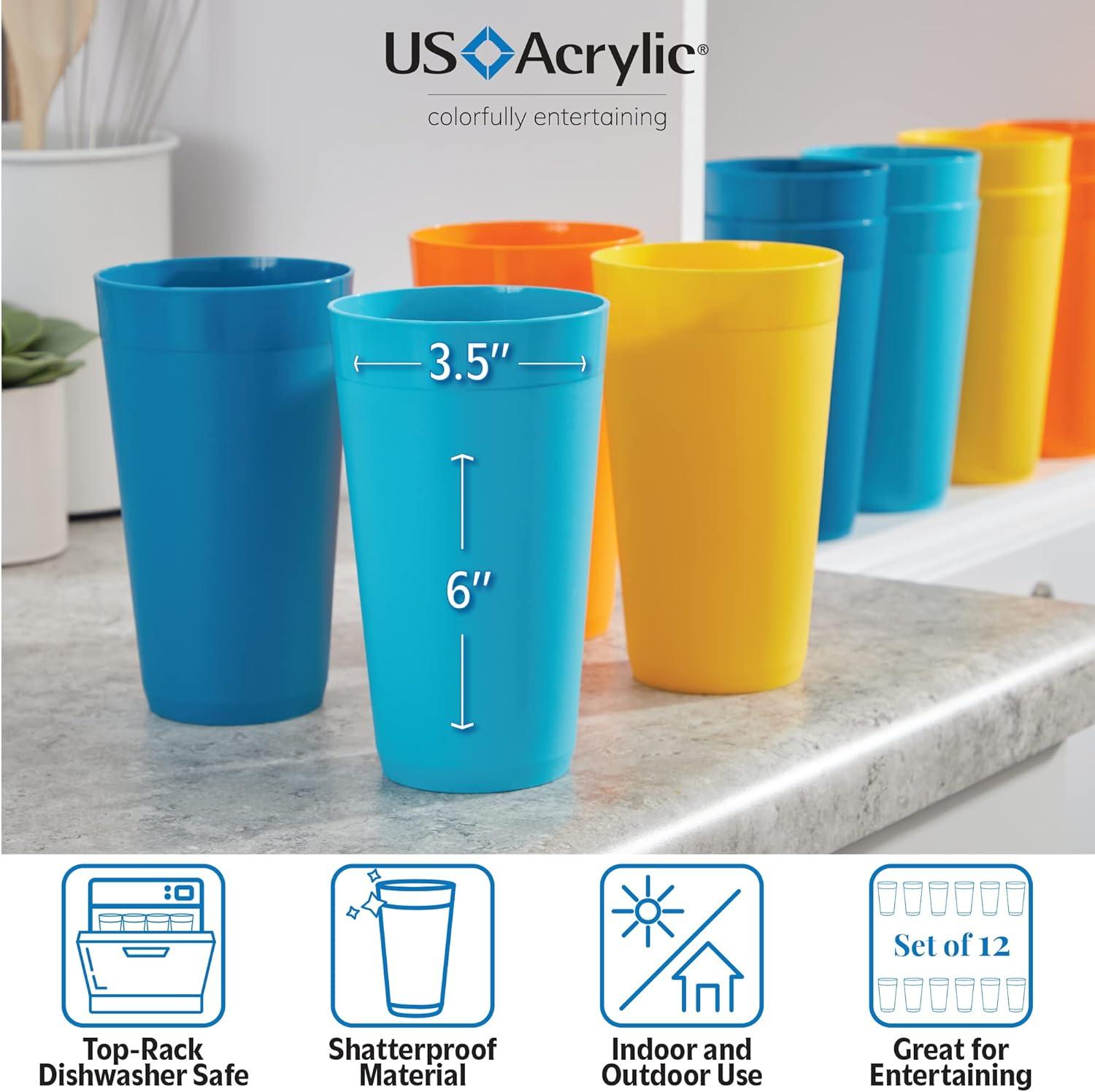 image:imageUS Acrylic Newport 12Pack Unbreakable Plastic Cups 20 ounces 12 Assorted Bright Colors BPA Free drinking glasses Dishwasher Safe tumblers for Parties Camping amp Everyday UseSunrise