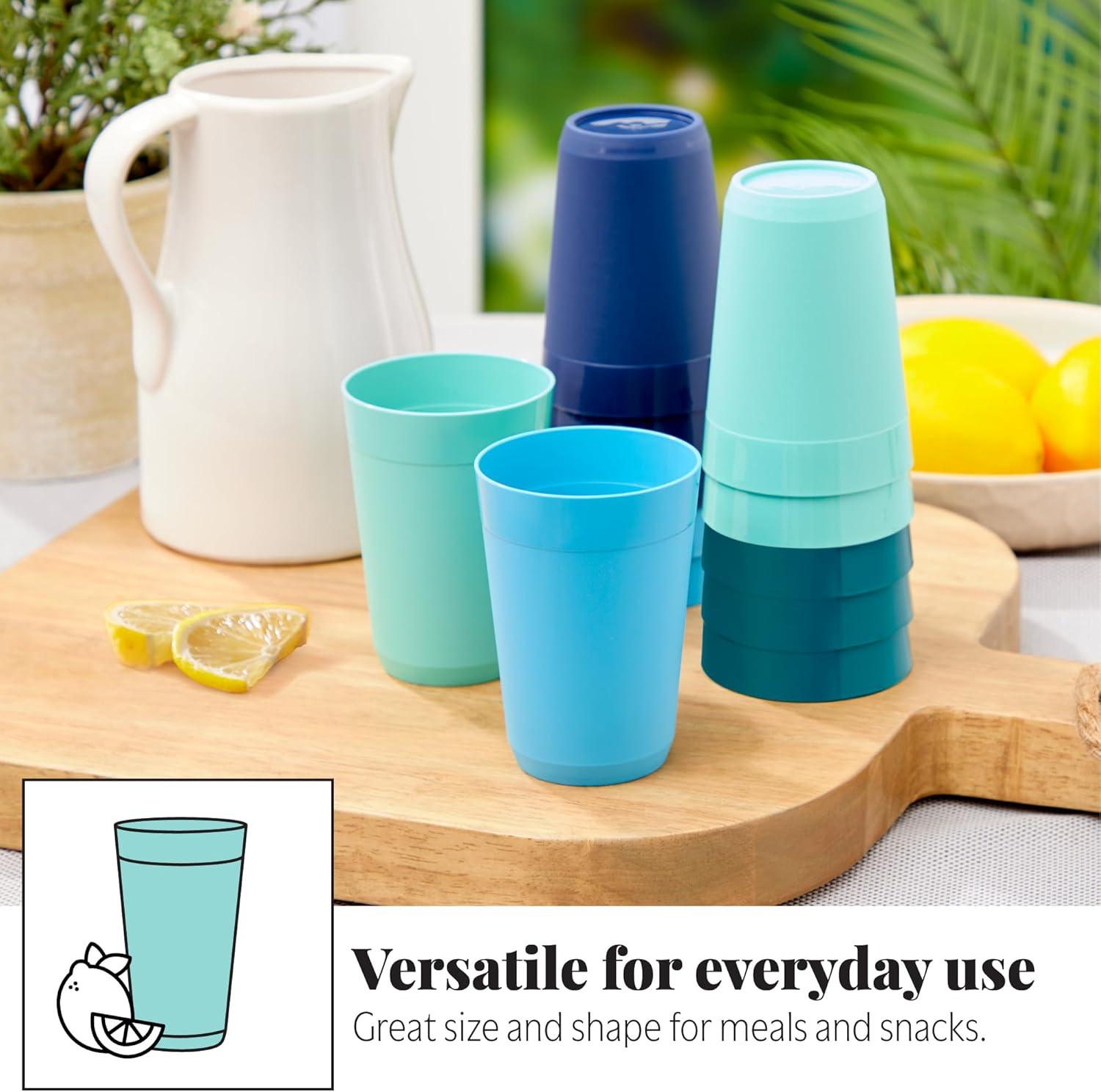 image:imageUS Acrylic Newport 12Pack Unbreakable Plastic Cups 20 ounces 12 Assorted Bright Colors BPA Free drinking glasses Dishwasher Safe tumblers for Parties Camping amp Everyday UseCoastal