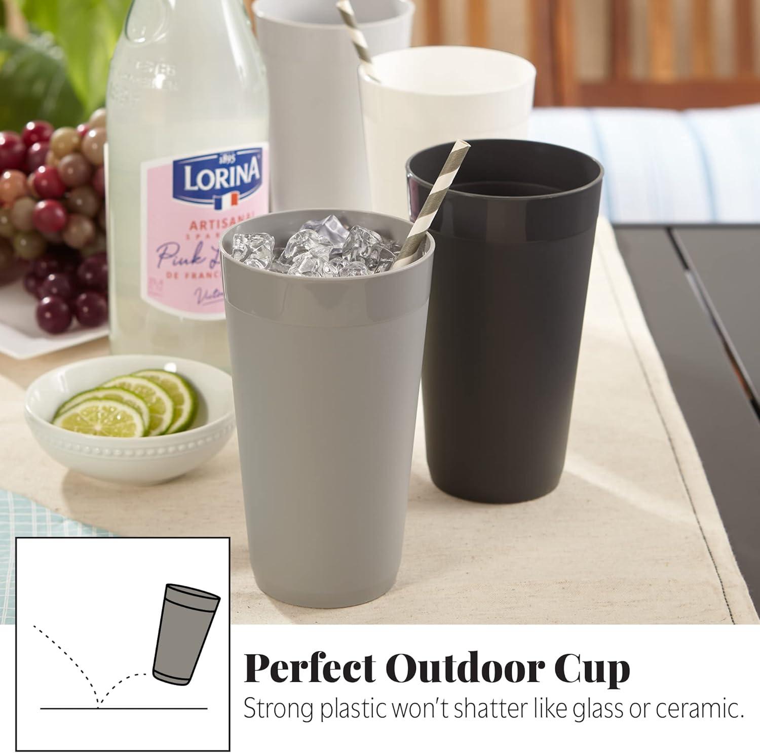 image:imageUS Acrylic Newport 12Pack Unbreakable Plastic Cups 20 ounces 12 Assorted Bright Colors BPA Free drinking glasses Dishwasher Safe tumblers for Parties Camping amp Everyday UseGrey Stone
