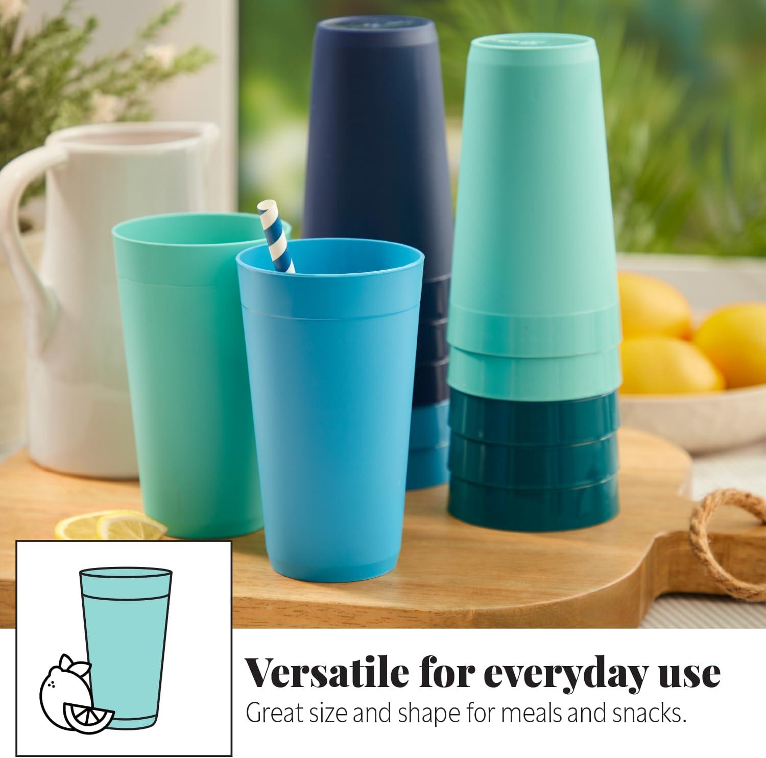 image:imageUS Acrylic Newport 12Pack Unbreakable Plastic Cups 20 ounces 12 Assorted Bright Colors BPA Free drinking glasses Dishwasher Safe tumblers for Parties Camping amp Everyday UseCoastal