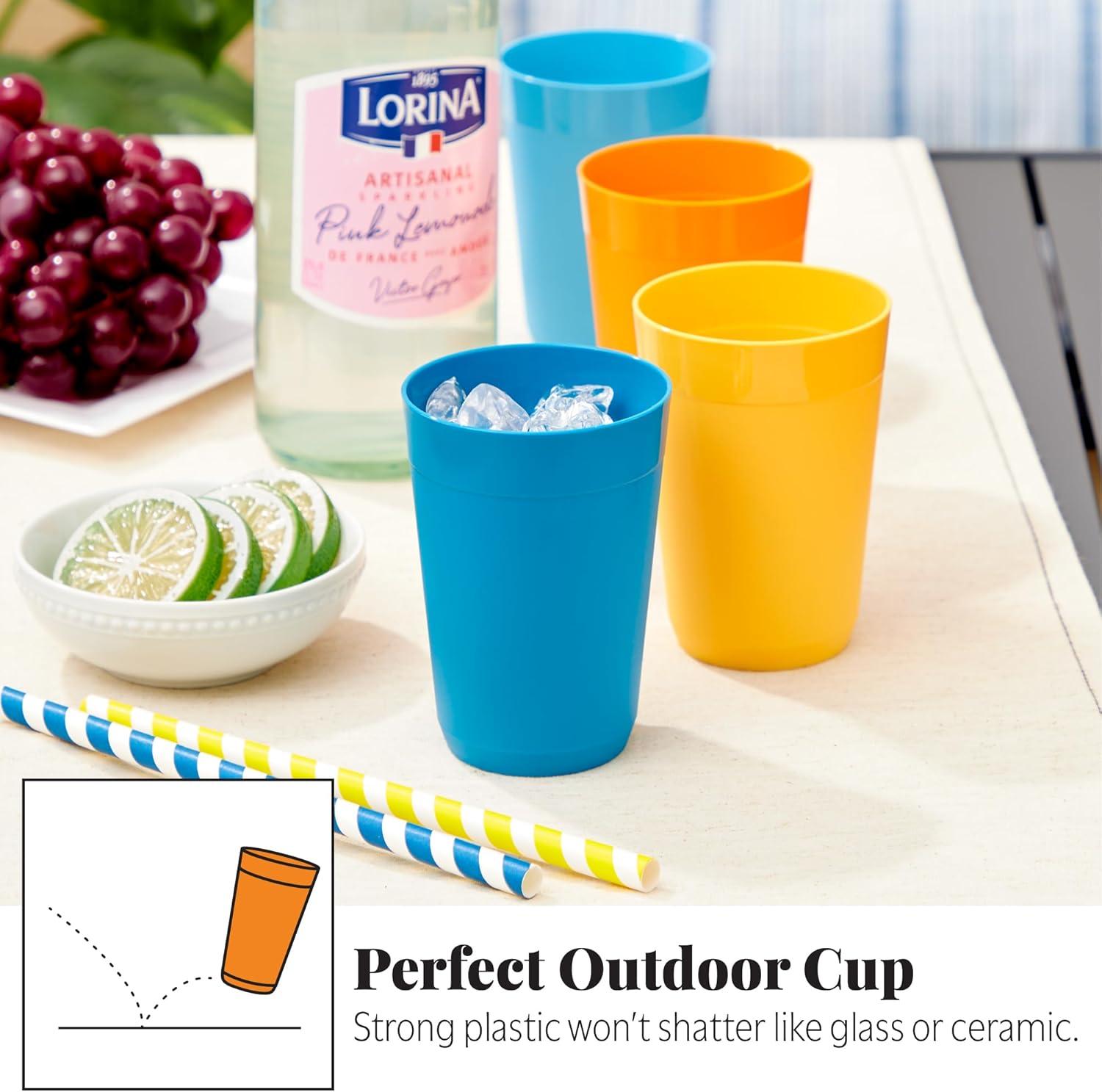 image:imageUS Acrylic Newport 12Pack Unbreakable Plastic Cups 20 ounces 12 Assorted Bright Colors BPA Free drinking glasses Dishwasher Safe tumblers for Parties Camping amp Everyday UseSunrise