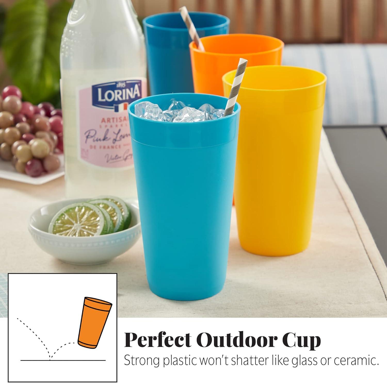 image:imageUS Acrylic Newport 12Pack Unbreakable Plastic Cups 20 ounces 12 Assorted Bright Colors BPA Free drinking glasses Dishwasher Safe tumblers for Parties Camping amp Everyday UseSunrise
