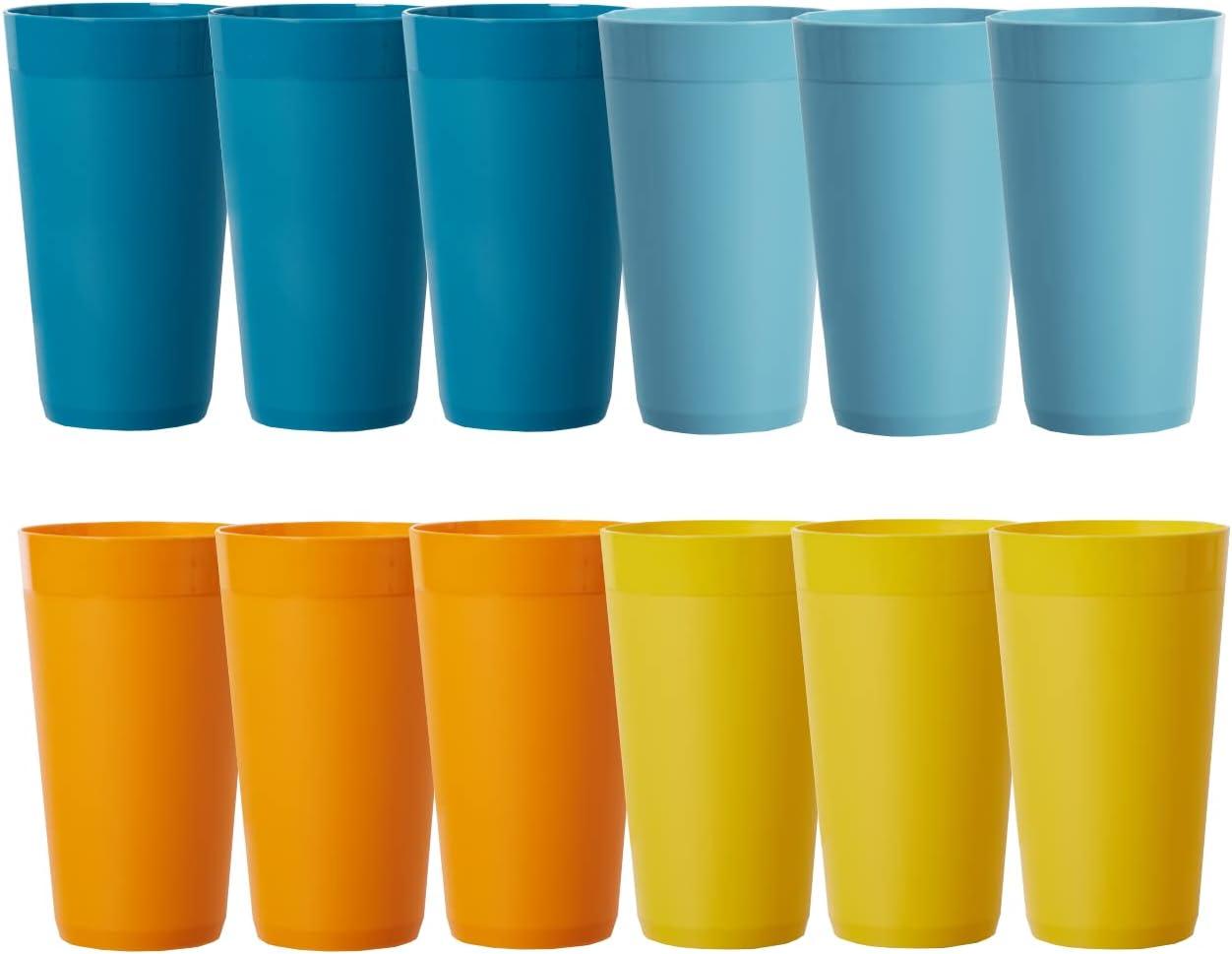 image:imageUS Acrylic Newport 12Pack Unbreakable Plastic Cups 20 ounces 12 Assorted Bright Colors BPA Free drinking glasses Dishwasher Safe tumblers for Parties Camping amp Everyday UseSunrise