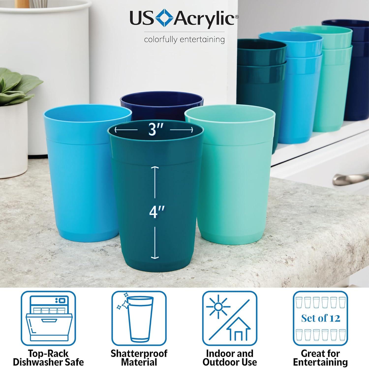 image:imageUS Acrylic Newport 12Pack Unbreakable Plastic Cups 20 ounces 12 Assorted Bright Colors BPA Free drinking glasses Dishwasher Safe tumblers for Parties Camping amp Everyday UseCoastal