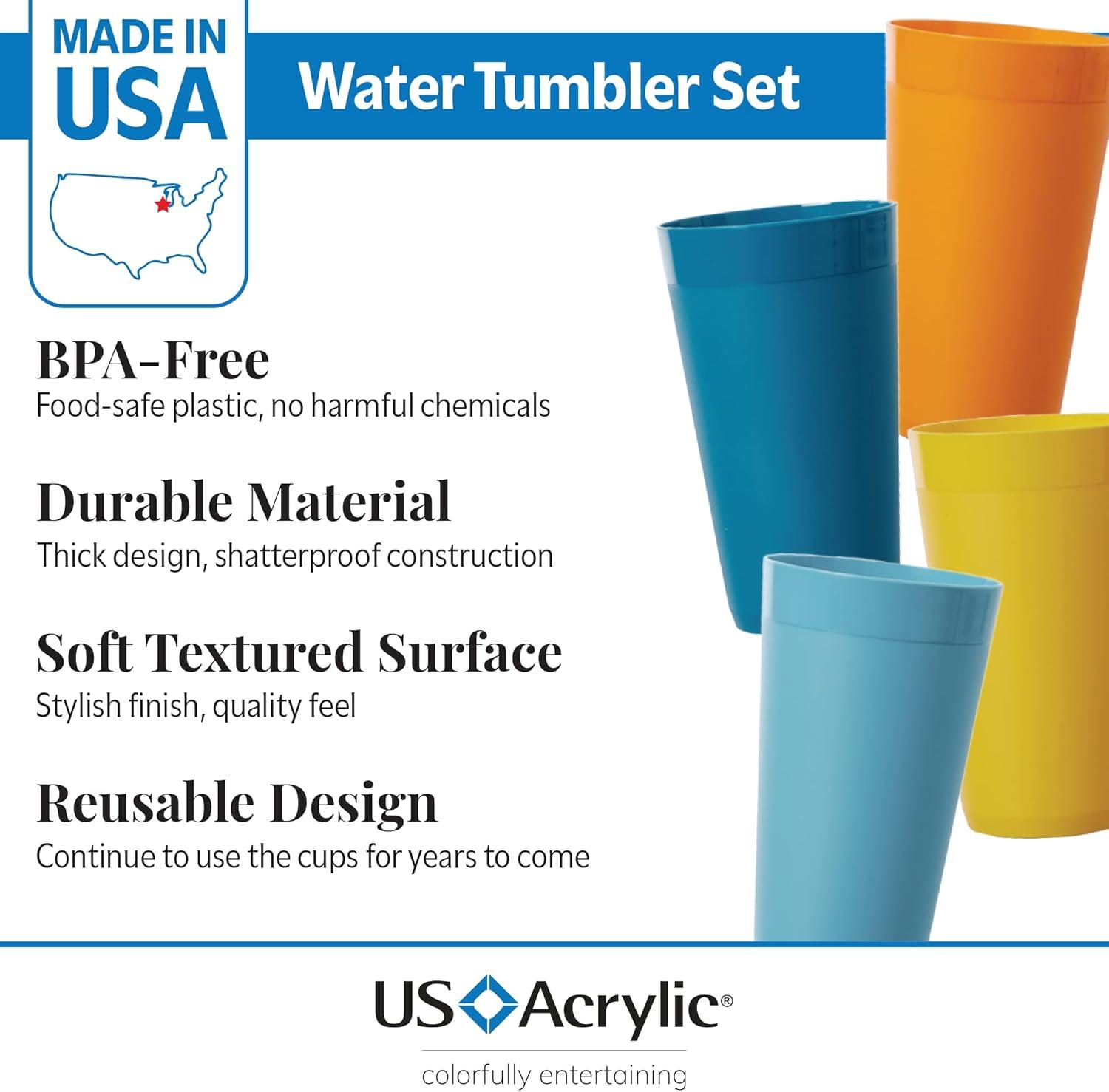 image:imageUS Acrylic Newport 12Pack Unbreakable Plastic Cups 20 ounces 12 Assorted Bright Colors BPA Free drinking glasses Dishwasher Safe tumblers for Parties Camping amp Everyday UseSunrise