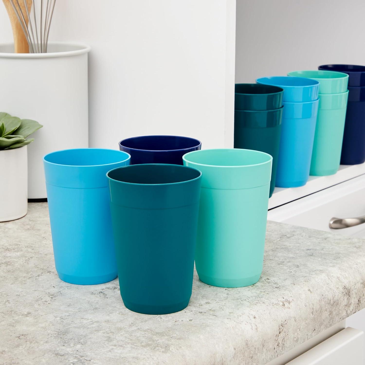 image:imageUS Acrylic Newport 12Pack Unbreakable Plastic Cups 20 ounces 12 Assorted Bright Colors BPA Free drinking glasses Dishwasher Safe tumblers for Parties Camping amp Everyday UseCoastal