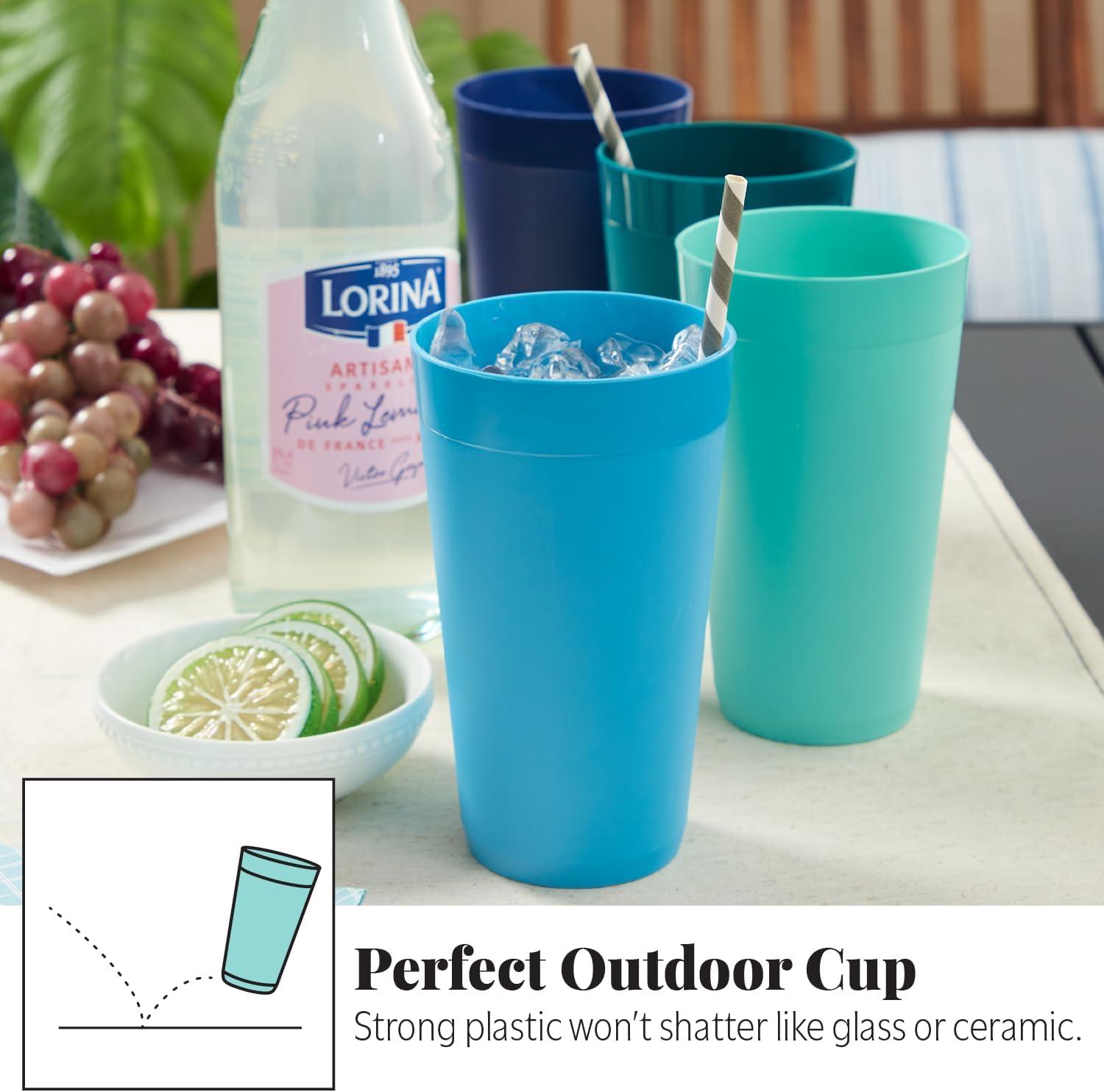 image:imageUS Acrylic Newport 12Pack Unbreakable Plastic Cups 20 ounces 12 Assorted Bright Colors BPA Free drinking glasses Dishwasher Safe tumblers for Parties Camping amp Everyday UseCoastal