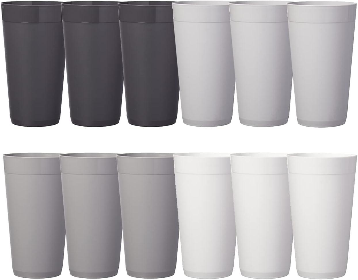 image:imageUS Acrylic Newport 12Pack Unbreakable Plastic Cups 20 ounces 12 Assorted Bright Colors BPA Free drinking glasses Dishwasher Safe tumblers for Parties Camping amp Everyday UseGrey Stone