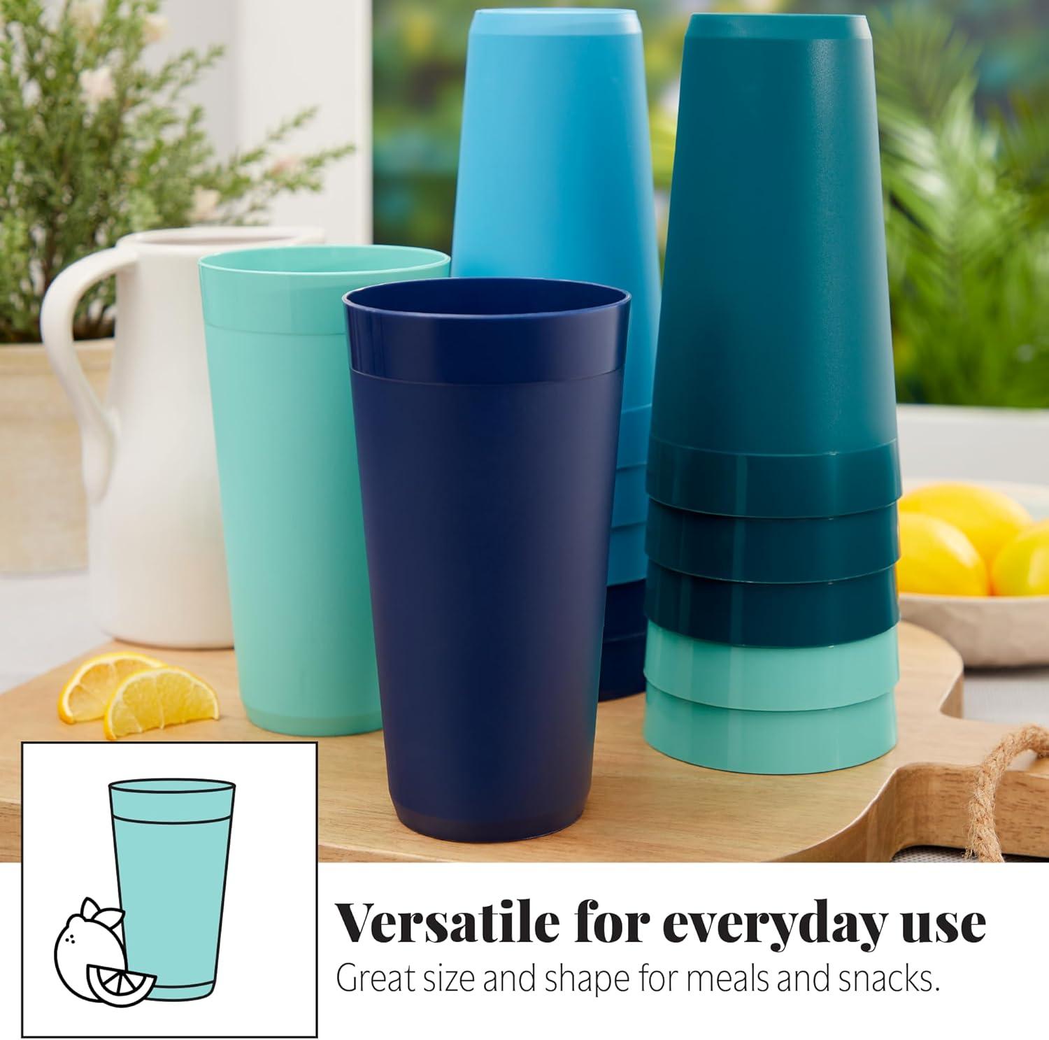 image:imageUS Acrylic Newport 12Pack Unbreakable Plastic Cups 20 ounces 12 Assorted Bright Colors BPA Free drinking glasses Dishwasher Safe tumblers for Parties Camping amp Everyday UseCoastal