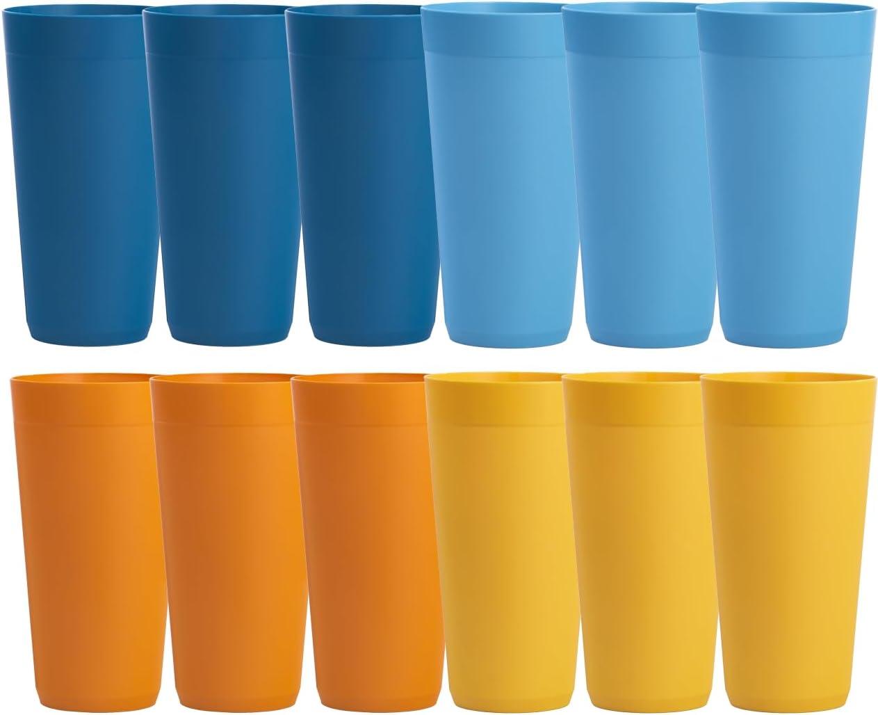 image:imageUS Acrylic Newport 12Pack Unbreakable Plastic Cups 20 ounces 12 Assorted Bright Colors BPA Free drinking glasses Dishwasher Safe tumblers for Parties Camping amp Everyday UseSunrise