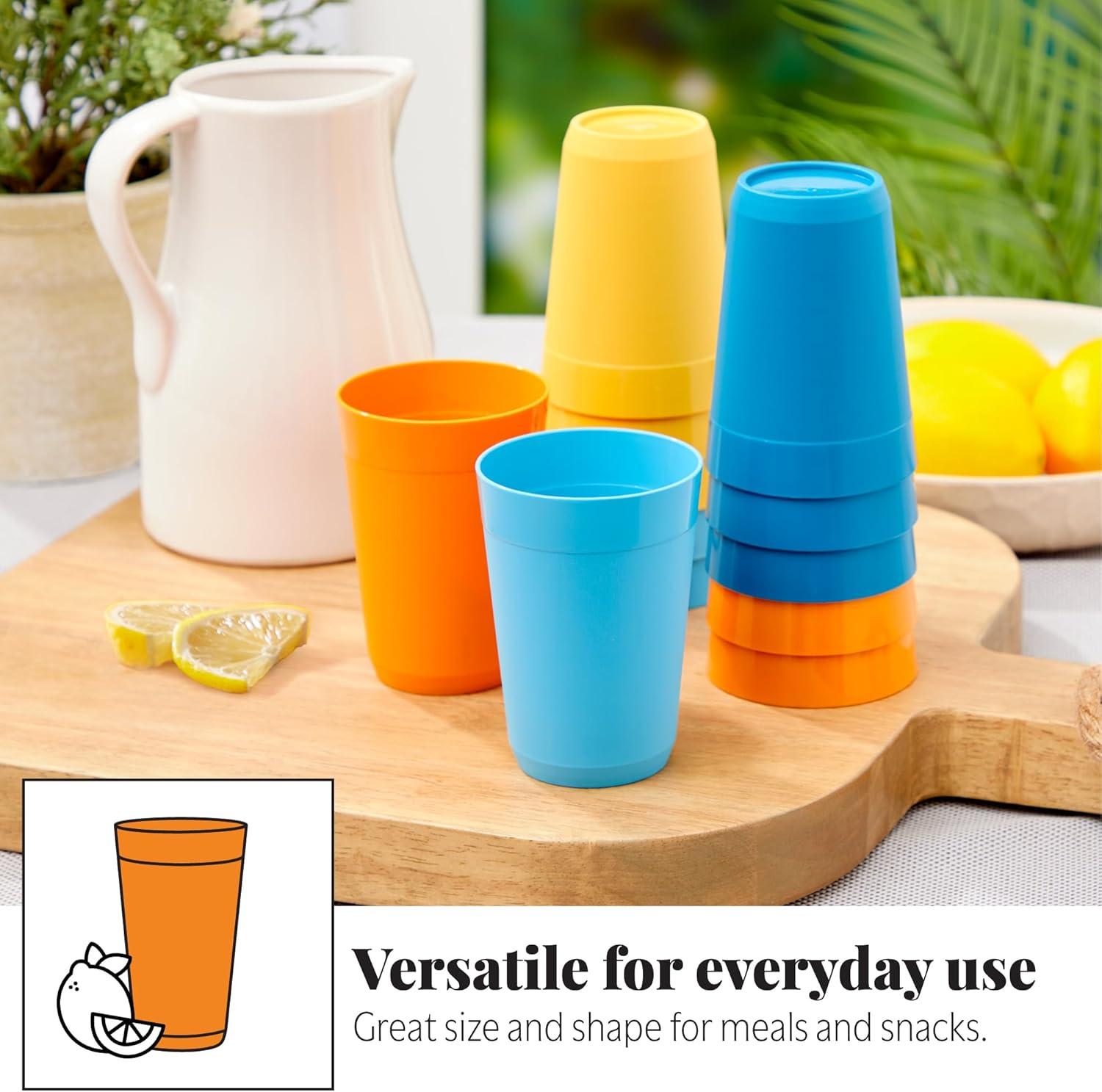 image:imageUS Acrylic Newport 12Pack Unbreakable Plastic Cups 20 ounces 12 Assorted Bright Colors BPA Free drinking glasses Dishwasher Safe tumblers for Parties Camping amp Everyday UseSunrise