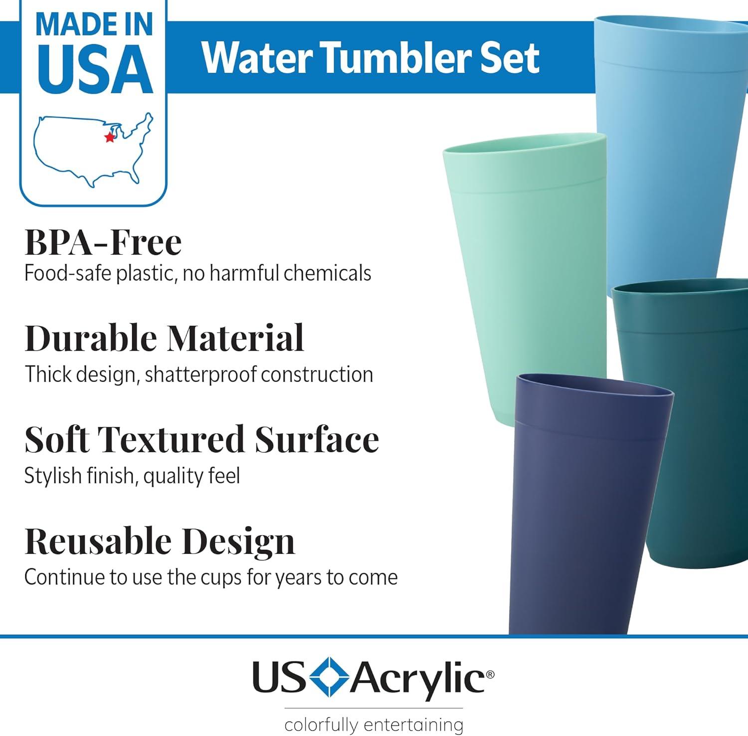image:imageUS Acrylic Newport 12Pack Unbreakable Plastic Cups 20 ounces 12 Assorted Bright Colors BPA Free drinking glasses Dishwasher Safe tumblers for Parties Camping amp Everyday UseCoastal