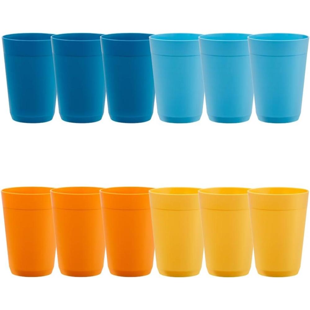 image:imageUS Acrylic Newport 12Pack Unbreakable Plastic Cups 20 ounces 12 Assorted Bright Colors BPA Free drinking glasses Dishwasher Safe tumblers for Parties Camping amp Everyday UseSunrise