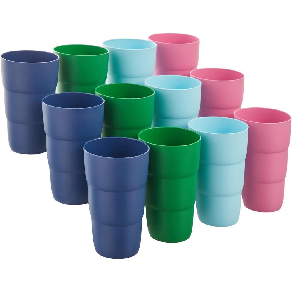 image:imageUS Acrylic Sonoma 20oz Plastic Stackable Water Tumblers Set of 12 for College Dorm Apartment or New Home  Reusable BPAfree Made in USA